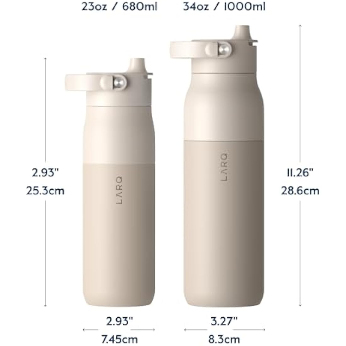 LARQ Swig Top 23oz - Insulated Stainless Steel Water Bottle with Built-in Silicone Handle | Thermos, BPA Free | Reusable Bottle for Sports, Gym, and Travel, Mojave Dune