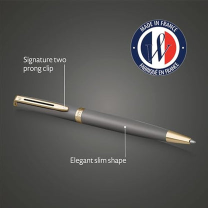 Waterman Hémisphère Ballpoint Pen | Stone Grey (The Understated Edit Collection) | Medium Point with Blue Ink | Gift Box
