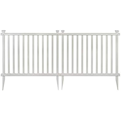 Zippity Outdoor Products ZP19037 No Dig Baskenridge Semi-Permanent Vinyl Fence, White (36in H x 42in W)-2 Pack, 36" H x 42" W(Flat)
