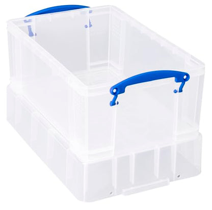 Really Useful Box Plastic Storage 9 Litre Clear with XL Lid (Pack of 4)