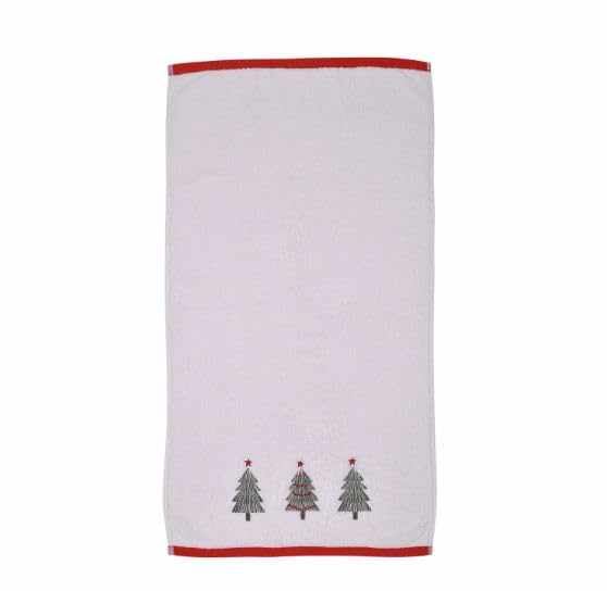 Fusion Christmas - Christmas Trees - 100% Cotton Hand Towel (2 pack) - 50 x 90cm in White, (CXLWETX2ZU)