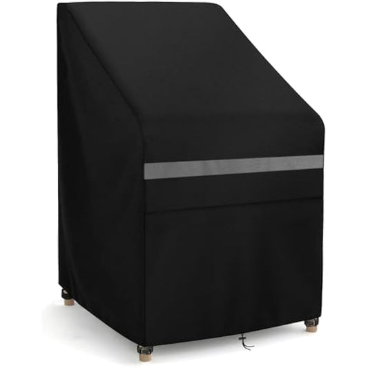Dokon Garden Stacking Chair Covers Waterproof Garden Chair Cover Heavy Duty 420D Oxford Fabric Windproof Anti-UV Stackable Chair Cover with Air Vent, Patio Outdoor Chair Covers - 65x85x85/120cm