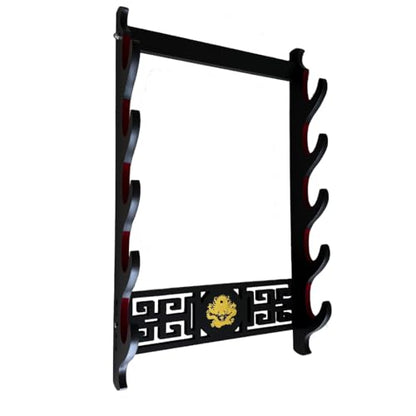 Sword Wall Mount Sword Holder Display Stand Padded Katana Wakizashi Genji and Samurai Swords Dragon Pattern,5 Tier