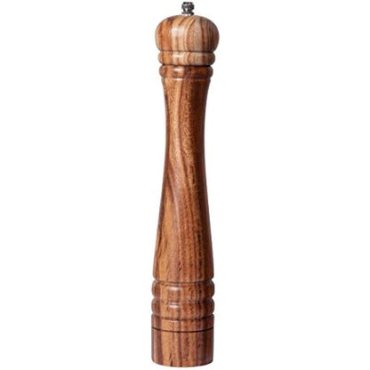DeroTeno Pepper Mill, Pepper Grinder with Adjustable Ceramic Grinder, Acacia Wood, Height 30 cm