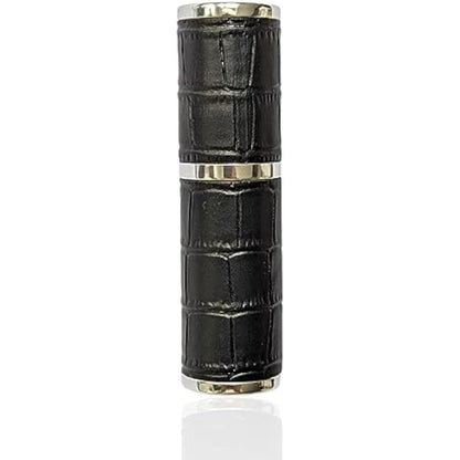 The Essential Atomizer Co. Black & Silver Faux Croc 10ml Refillable Perfume or Aftershave Travel Atomizer. Supplied with Filling Funnel & Gift Box
