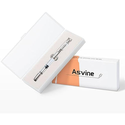 Asvine P36 Titanium Fountain Pen Piston Filling, Irdium Mediun Nib Clear Transparent Acrylic Smooth Writing Pen Case Set, Torpedo shape