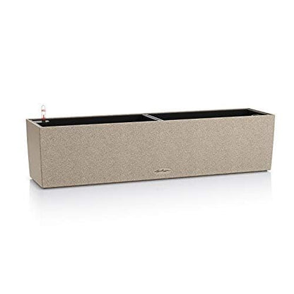 Lechuza BALCONERA Stone 80 Self Watering Planter Plastic Indoor/Outdoor Flower Plant Pot Table and Window Box with Drainage Hole H19 L79 W19 cm Sand