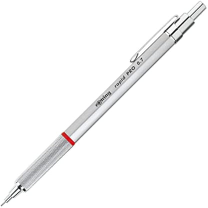 rOtring Rapid Pro Mechanical Pencil | HB 0.7 mm Lead Propelling Pencil | Reduced Lead Breakage | Silver Chrome Full-Metal Barrel