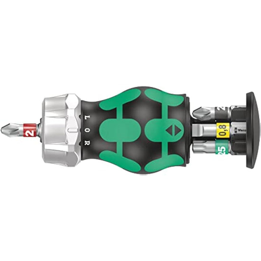 Wera 05008883001 Kraftform Kompakt Stubby Magazine RA 1, Stubby Ratchet Screwdriver with Bit Magazine, 6 Pieces