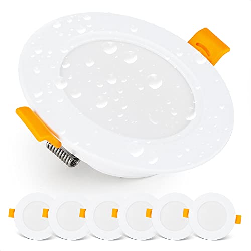 EMOS LED Downlights for Ceiling, 5W/500 Lumens, Cold White 6000K | IP54 Waterproof LED Spot Lights for Bathroom etc. | Set of 6 Recessed LED Ceiling