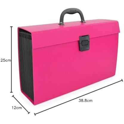 Rapesco 1554 19-Part Expanding Box File Document Organiser, A4+, Hot Pink