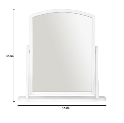 Home Selections Arched Wood Dressing Table Mirror, White, 44x44cm, Wooden Free Standing Tabletop Vanity Mirror