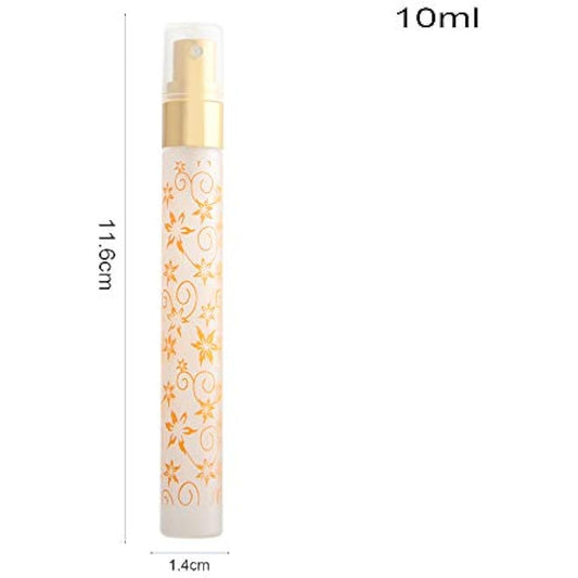 Enslz 6 Pcs 10ml Flower Print Matte Refillable Empty Travel Glass Perfume Spray Bottle Atomizer Pump Sprayer Bottle Set