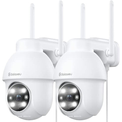 GALAYOU 2K Security Camera Outdoor, 360° CCTV Camera, Home Security WiFi Camera with Color Night Vision, Pan-Tilt View, App Notification, 2-Way Audio Y4 (2-Pack)