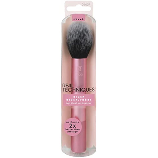 Real Techniques Ultra Plush Blush Makeup Brush, For Loose, Cream, or Pressed Blush, Rosy Glow Cheeks, Fluffy Powder Brush, Aluminum Ferrules, Synthetic Bristles, Vegan and Cruelty Free, 1 Count