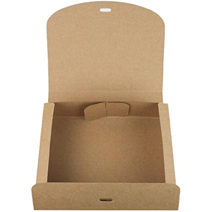Emartbuy Pack of 12 Rectangle Shaped Presentation Gift Box, 24 cm x 19.5 cm x 7 cm, Easy Assembly, Brown Kraft Box with Bow Ribbon