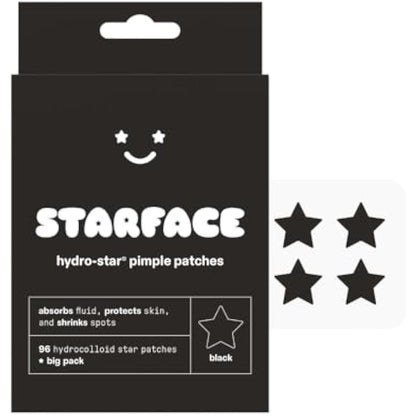 Starface World Black Star Big Pack, Hydrocolloid Pimple Patches, Absorb Fluid and Reduce Redness, Cute Star Shape, Cruelty-Free Skincare (96 Count)