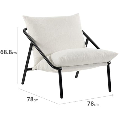 Zinus Ada Accent Sling Chair 78x78x89 cm - Metal Framed Armchair with Shredded Foam Cushioning - Boucle Accent Chair