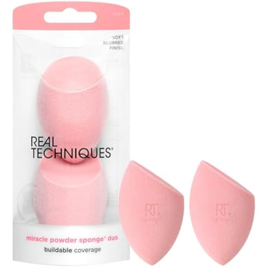 REAL TECHNIQUES New Foam Technology 2 Pack Miracle Powder Sponge for Even Powder Application,1994M