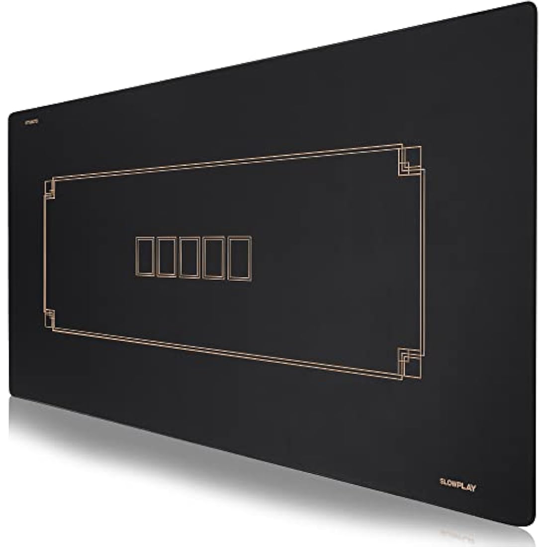 SLOWPLAY Godel 180x90 cm Texas Hold'em Poker Layout | Portable Poker Table Top, Extra Water Repellent, Noise Reduction, and Premium Carrying Bag for Games Everywhere (Black and Champagne Gold)
