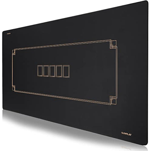 SLOWPLAY Godel 120x70cm Texas Hold'em Poker Mat | Poker Table Top with Durable Hemmed Edges, Extra Water Repellent, Noise Reduction, Super Portable for Games Everywhere (Black and Champagne Gold)