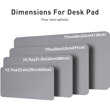 Leather Desk Pad Protector,Mouse Pad,Office Desk Mat, Non-Slip PU Leather Desk Blotter,Laptop Desk Pad,Waterproof Desk Writing Pad for Office and Home (80cmx40cm, Light Grey)