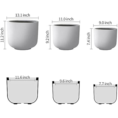 Kante Planter, Concrete, White, 13.1",11",9" Dia
