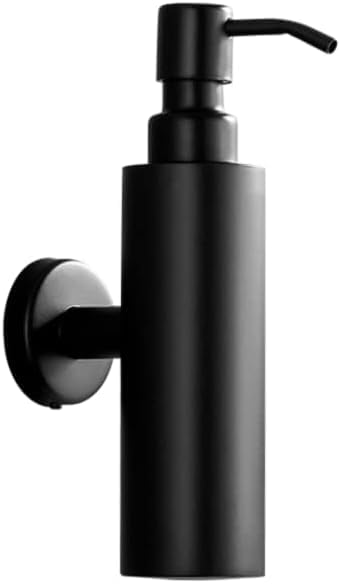 Black Soap Dispenser Wall Mounted Liquid Pump, Steel Matte Black Round Push Hand Soap Holder Dispenser Lotion | Modern, Strong Design Soap Pump