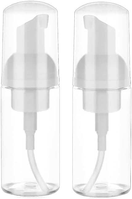 2 Packs Transparent Foam Pump Bottle Travel Small Size Mousse Foam Dispenser Mini Empty Clear Plastic Foaming Soap Dispenser Refillable Pump