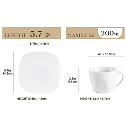 MALACASA, Series Elisa, 12-Piece Ivory White China Porcelain Drinkware Coffee Set with 6-Piece Cups and 6-Piece Saucers, Service for 6