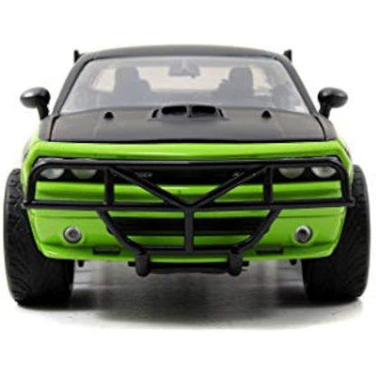 Jada Toys 253203043 Fast & Furious Letty's Dodge Challenger SRT8 Off Road Car Tuning Model 1:24 Scale with Spoiler, Opening Dodge, Bonnet and Trunk, wheel, Green