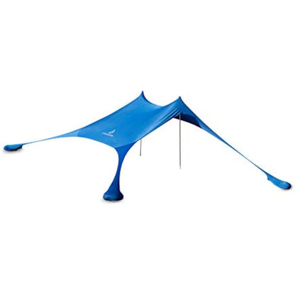 Premium Lycra Beach Tent - Beach Shelter Pop Up Sun Shade "Ole" with Aluminium Poles and Fillable Sand Anchor Blue (210 x 210 cm)