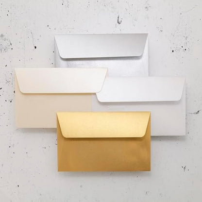 Clairefontaine - Ref 50031C - Pollen Iridescent Adhesive Envelopes (Pack of 20) - 90 x 140mm in Size, 120gsm Paper, Easy-to-Peel Adhesive Strip - White