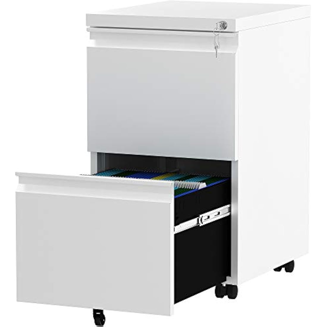 YITAHOME Mobile Filing Cabinet with 2 Lockable Drawers, Anti-tipping Rolling Filing Cabinet with Wheel for Home Office, Under Desk File Storage Cabinets for Letter/Legal/A4 Size, 51 x 39 x 71cm