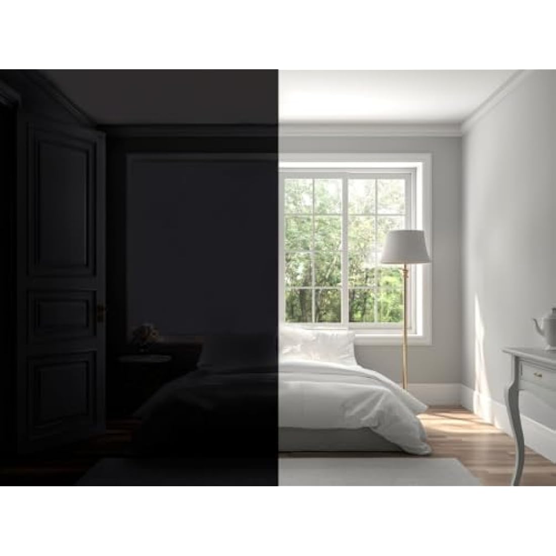 Easynight Blackout Blind, 100% Light Blocking Fabric, XL, Fit Any Size/Shape Up To 230x145cm, Made to Measure Service Available, No Drill, Easy Use Temporary Permanent Anywhere