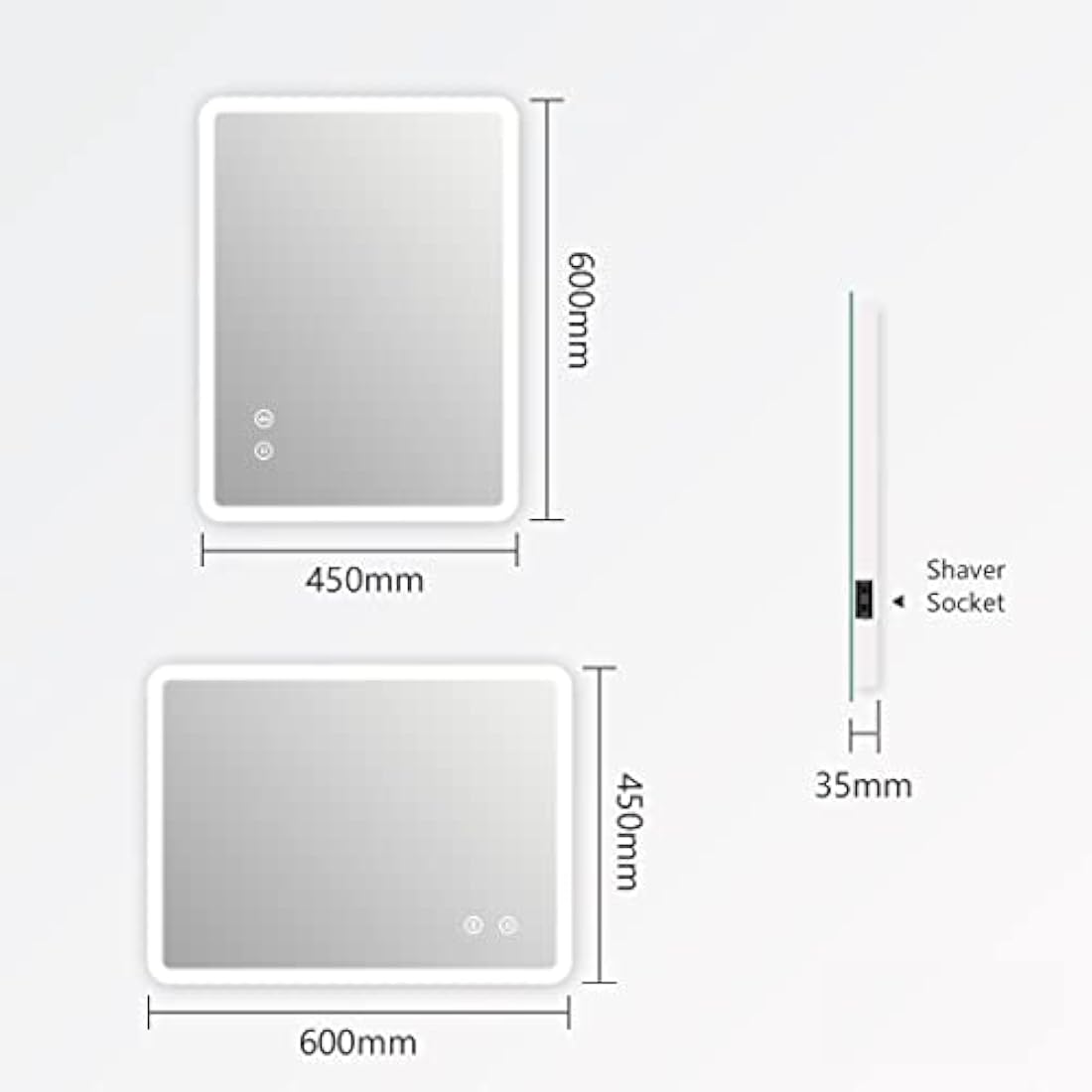 EMKE 450 X 600 mm Backlit Illuminated Bluetooth Bathroom Mirror with Shaver Socket, Wall Mounted Multifunction Bathroom Vanity Mirror with LED Lights and Demister Pad, Energy-Saving LED Smart Mirrors