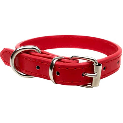 Vibrant Leather Dog Collar for Puppy, Cat, Kitten, Dogs - For Small, Medium, Large & Extra Large Pet Collars (Extra Large (45cm - 55cm Neck), Red)