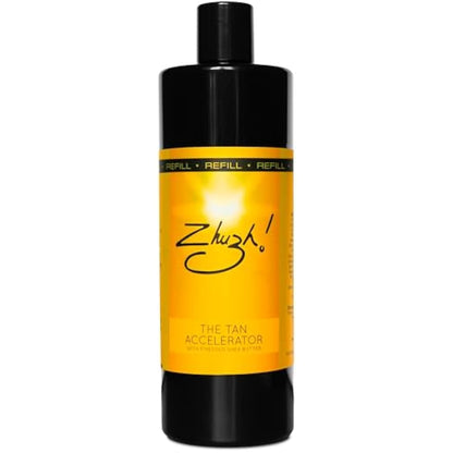 Zhuzh! Tan Accelerator Refill - Large Bottle with Shea Butter - Non Greasy Sun Cream Suitable for Sunbeds - Family-Friendly Tanning Accelerator for a Natural Glow