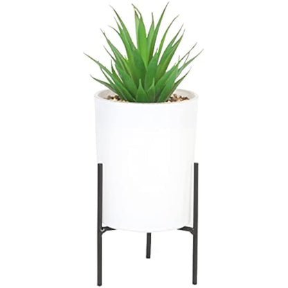 Sleepdown Halo Green Leaf White Pot Stand Artificial Faux Plant for Home Office Bathroom Decor Indoor Decoration Aesthetics