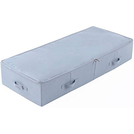 Amonsen 100X43X18cm, Jumbo Size Underbed Storage Bins with 3-side Zip & Handles, Washable & Collapsible Design Box for Clothes, Bedding, Wedding Dress Storage Box, Light Gray