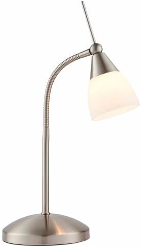 National Lighting Bedside Table Touch Lamp - 3-Stage Dimmable Night Light with Touch Control - Gooseneck Desk Lamp with Opal Glass Light Shade - Decorative Lamp for Bedroom – Satin Chrome - G9