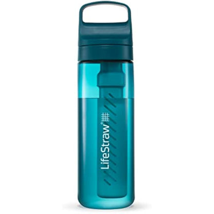 LifeStraw Go Series — BPA-Free Water Filter Bottle for Travel and Everyday Use Removes Bacteria, Parasites and Microplastics, Improves Taste, 22oz Laguna Teal