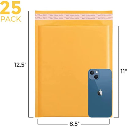 Switory 25pc Small A4 21.6cmx28cm Kraft Bubble Mailers Padded Envelopes for Packaging Gold Delivery Envelopes Padded