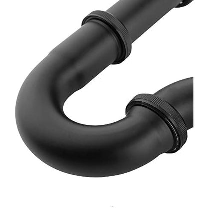 P Trap 1 1/4" x 32mm, Keymark Brass Universal Sink Waste Traps with Extra Long Extension Tube and Wall Pipe, Matte Black