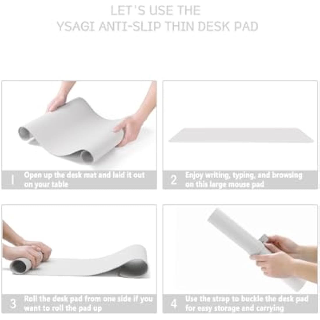 YSAGi Non-Slip Desk Pad, Waterproof PVC Leather Desk Table Protector, Ultra Thin Large Mouse Pad, Easy Clean Laptop Desk Writing Mat for Office Work/Home/Decor (60 x 35 cm, White)