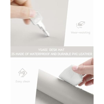 YSAGi Non-Slip Desk Pad, Waterproof PVC Leather Desk Table Protector, Ultra Thin Large Mouse Pad, Easy Clean Laptop Desk Writing Mat for Office Work/Home/Decor (90 x 43 cm, Gray)