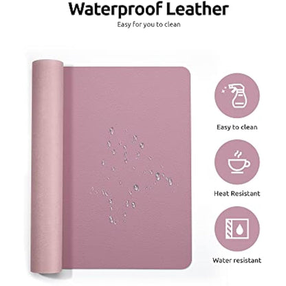 YSAGi Leather Desk Mat, Large Mouse Mat, Non-Slip Desk Pad, Waterproof PU Leather Table Protector Writing Pad for Office and Home (90 x 43 cm, Pale Mauve)