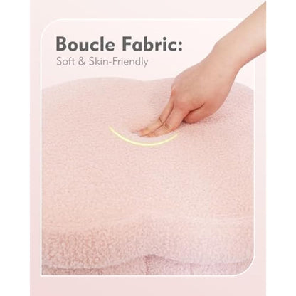 Bonlife Pink Ottoman Storage Box,Folding Storage Seat Box,Small Footstool For Living Room,Kid's Toy Chest Box,Teddy Flower Shape,38x38x38cm