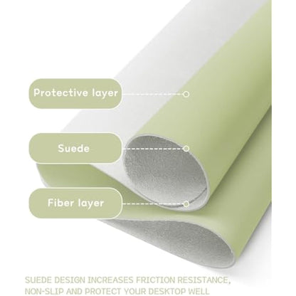 YSAGi Non-Slip Desk Pad, Waterproof PVC Leather Desk Table Protector, Ultra Thin Large Mouse Pad, Easy Clean Laptop Desk Writing Mat for Office Work/Home/Decor (90 x 43 cm, Matcha Green)