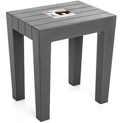 Tatay Lombok Rectangular Bench, Polypropylene, BPA Free, Wood Effect, Anti-UVA protection, Max 130KG, suitable for indoor and outdoor, Gray. Dimensions 38x29x41cm